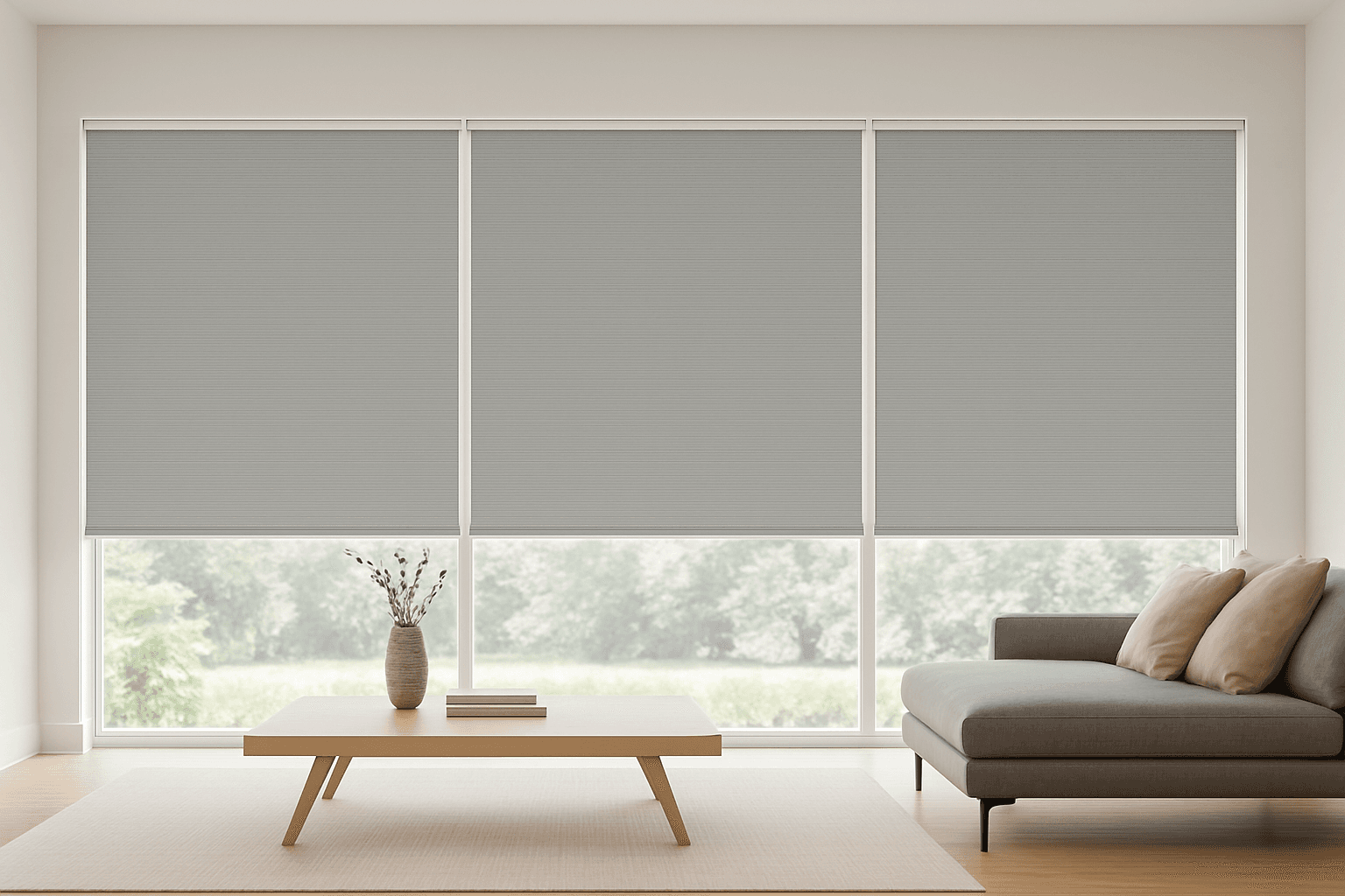 Luxury roller blinds in a modern interior